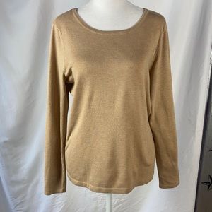 Chico’s Women's Beige Knit Zipper Accent Top sz 1